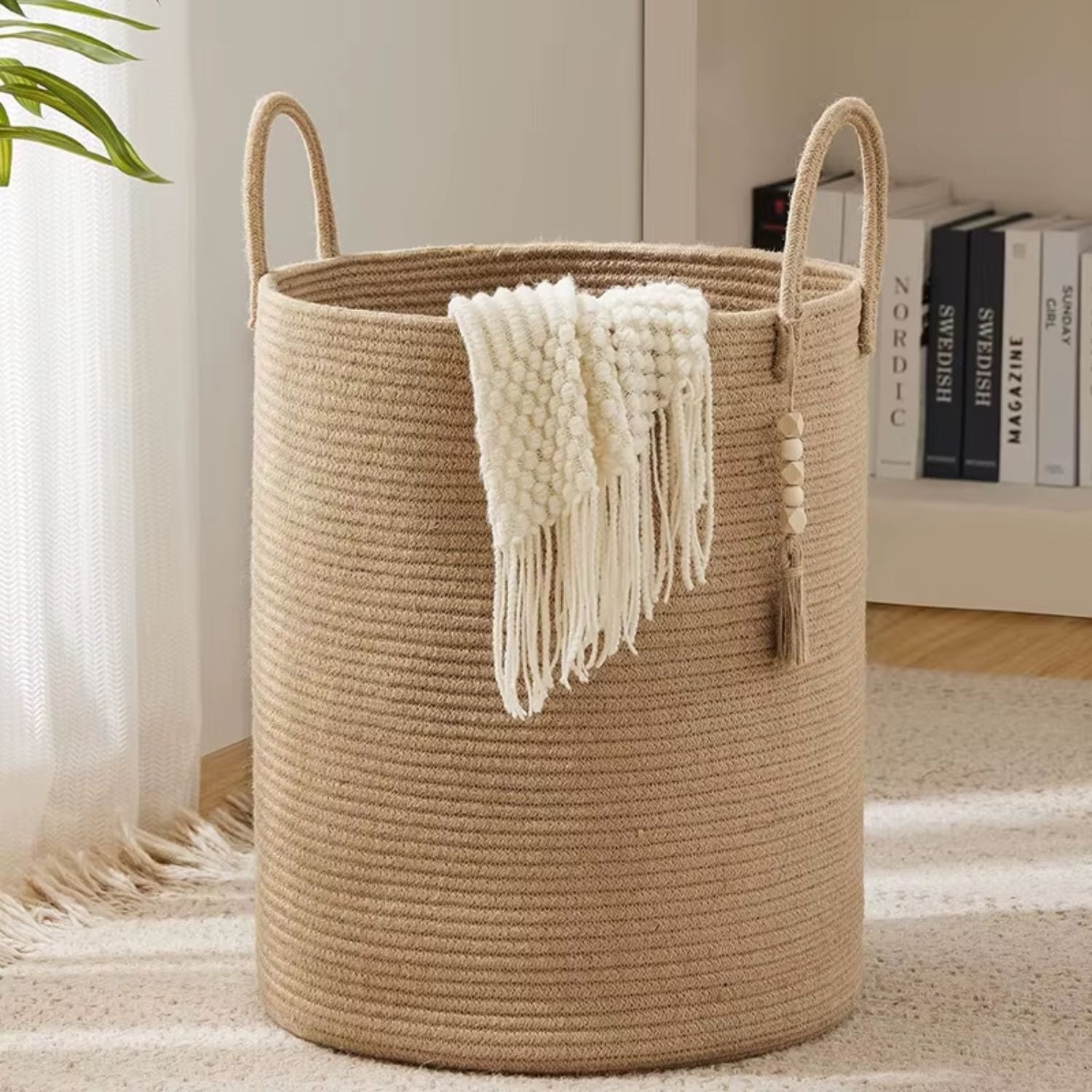 Cesta Tejida Cañamo Beige Santú Home & Deco4#Marrón