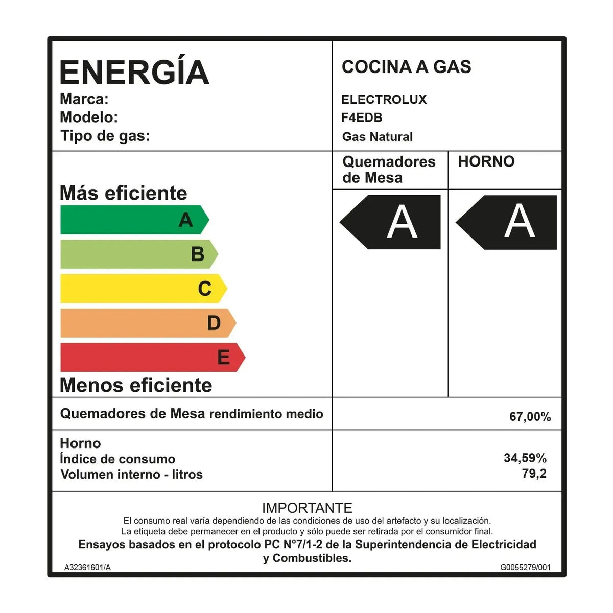 Cocina a Gas 4 Platos Doble Horno Parrillas Hierro Fundido F4EDB-Cocinas a Gas