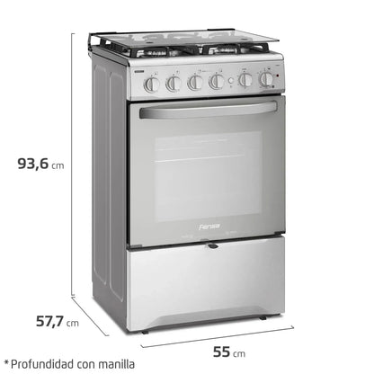 Cocina a Gas 4 Platos VaporBake Triple Llama F 2808 T Fensa3#Espejado