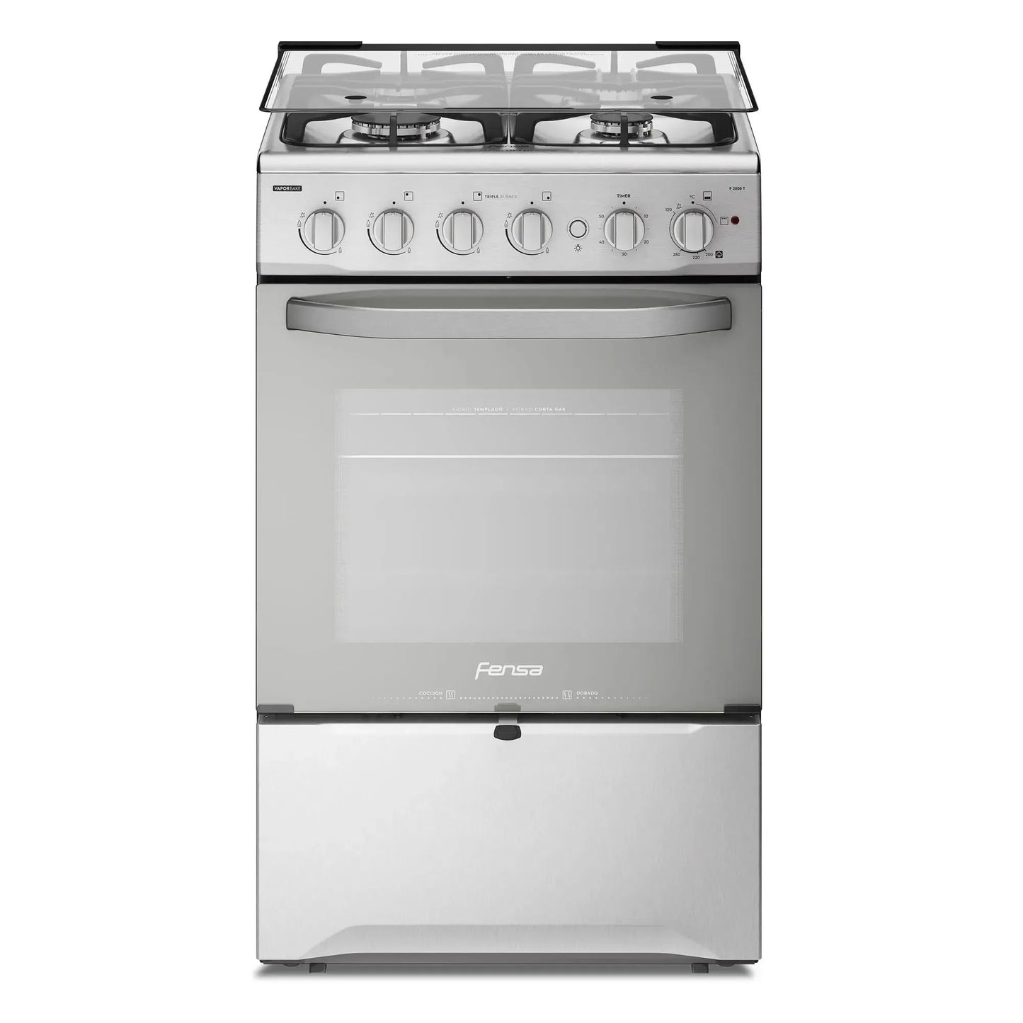 Cocina a Gas 4 Platos VaporBake Triple Llama F 2808 T Fensa2#Espejado
