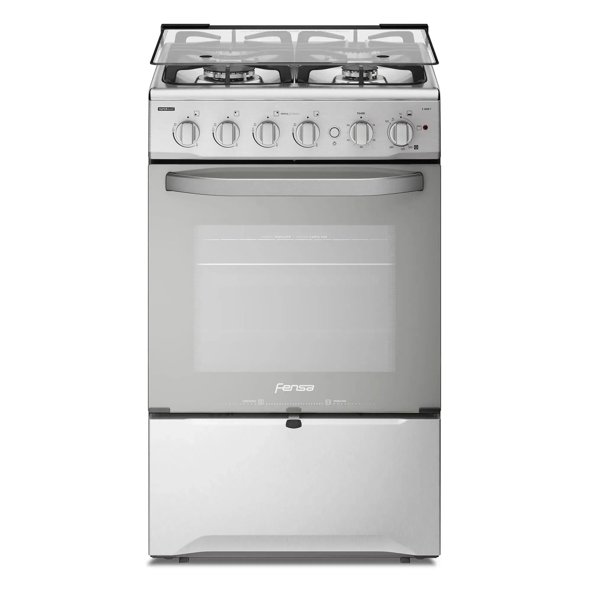 Cocina a Gas 4 Platos VaporBake Triple Llama F 2808 T Fensa2#Espejado