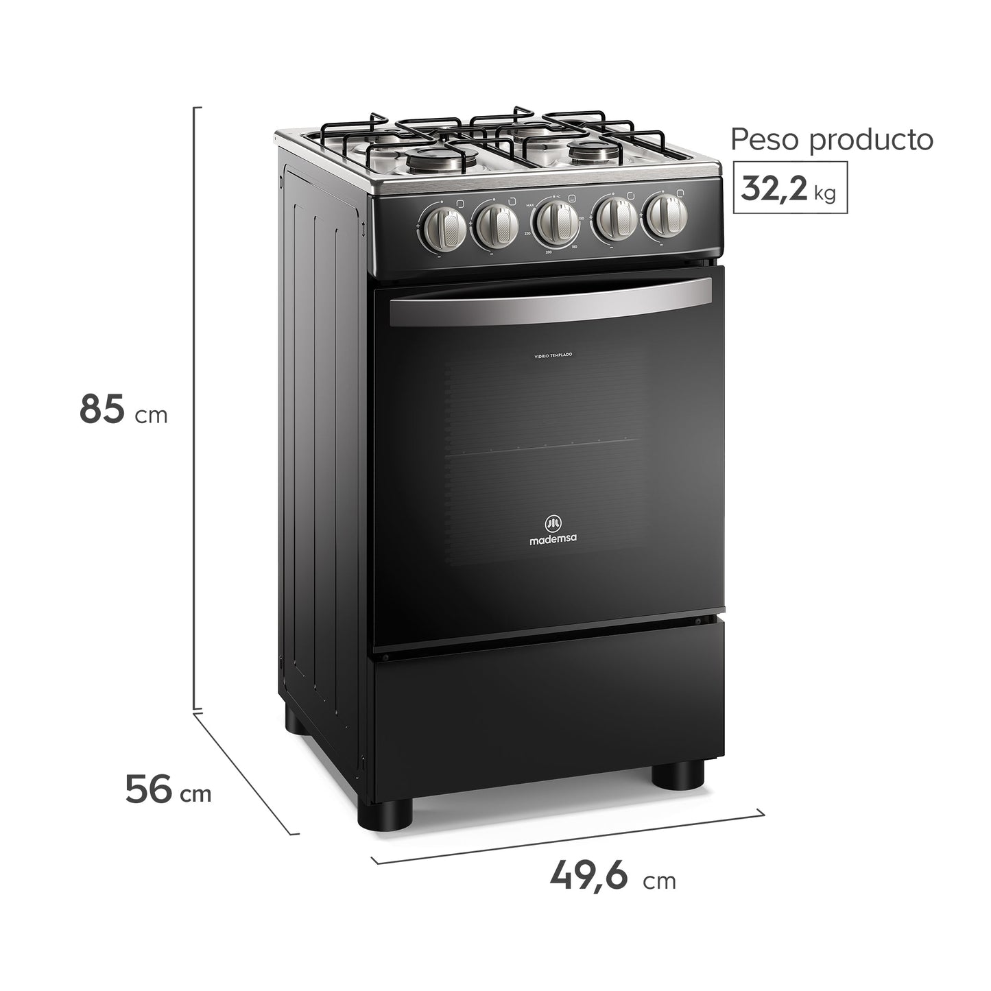 Cocina a Gas 4 Platos LimpiaFácil y Alambrón FM4IP Mademsa-Cocinas a Gas