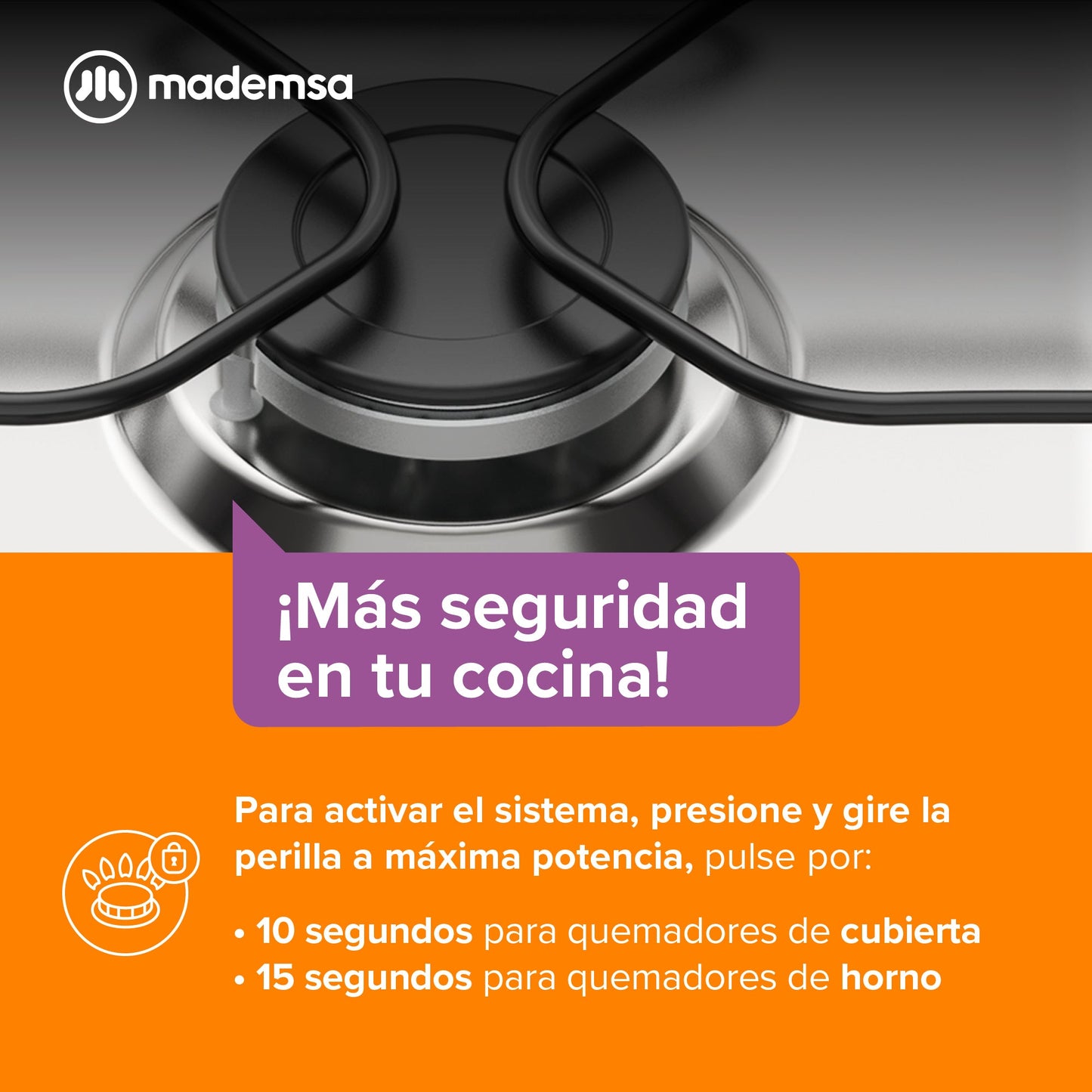 Cocina a Gas 4 Platos LimpiaFácil y Alambrón FM4IP Mademsa-Cocinas a Gas