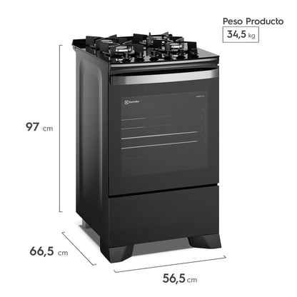 Cocina a Gas 4 Platos Parrillas Hierro Fundido F4EPB-Cocinas a Gas