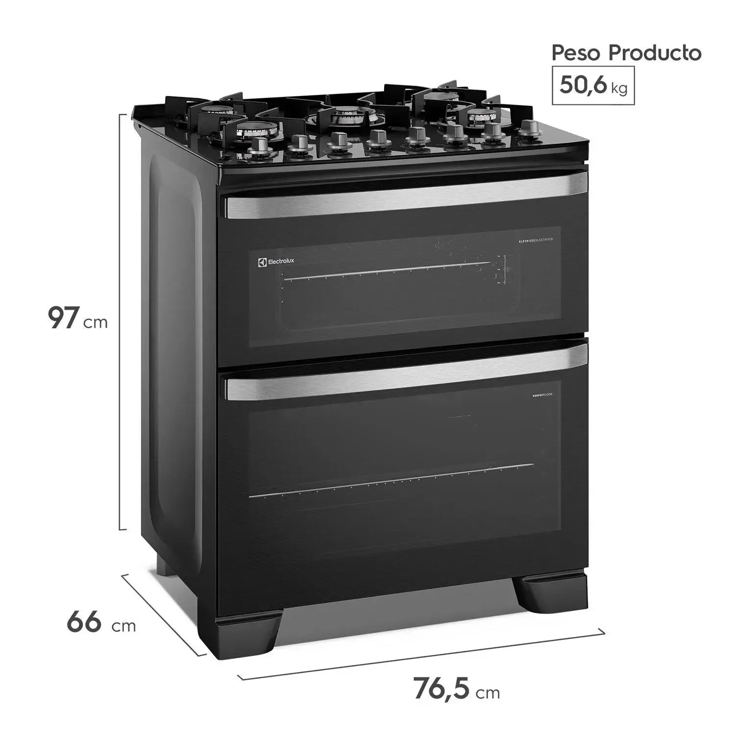 Cocina a Gas 5 Platos Doble Horno Parrillas Hierro Fundido F5EDB-Cocinas a Gas