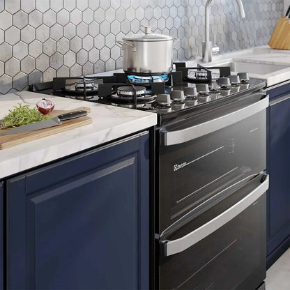 Cocina a Gas 5 Platos Doble Horno Parrillas Hierro Fundido F5EDB-Cocinas a Gas