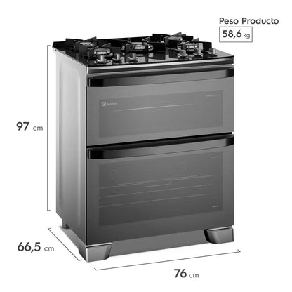 Cocina a Gas 5 Platos Doble Horno Parrillas Hierro Fundido y AirFry F5EAD-Cocinas a Gas