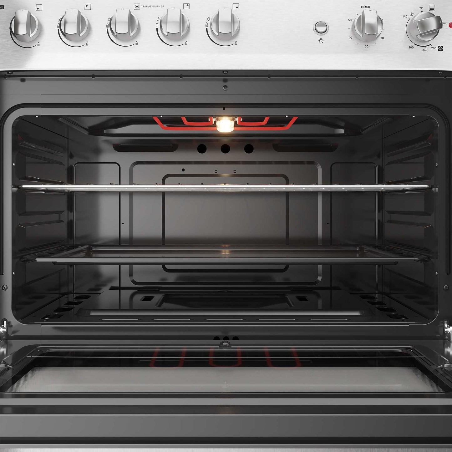 Cocina a Gas 5 Platos VaporBake Triple Llama F 5500 T Fensa10#Acero