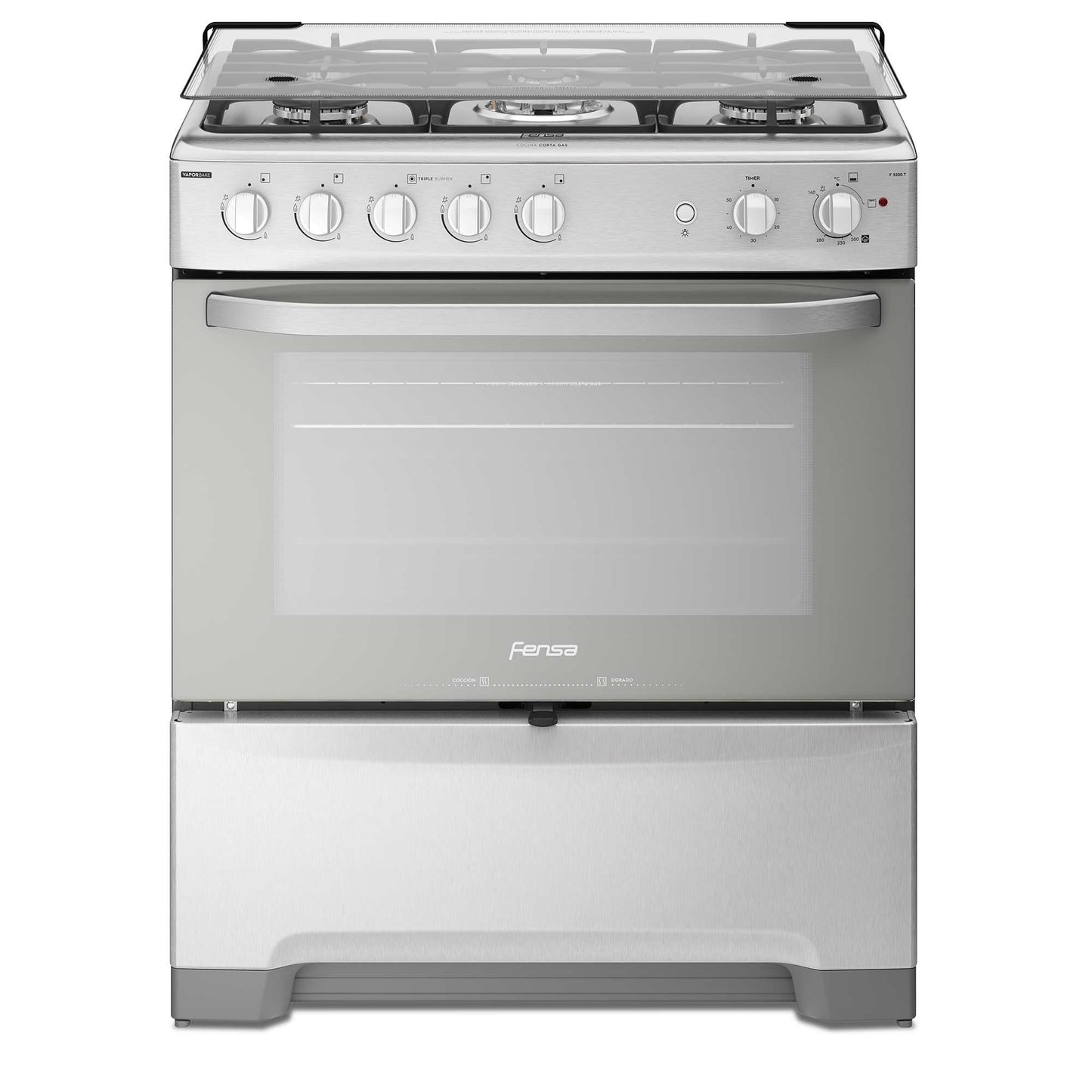 Cocina a Gas 5 Platos VaporBake Triple Llama F 5500 T Fensa2#Acero