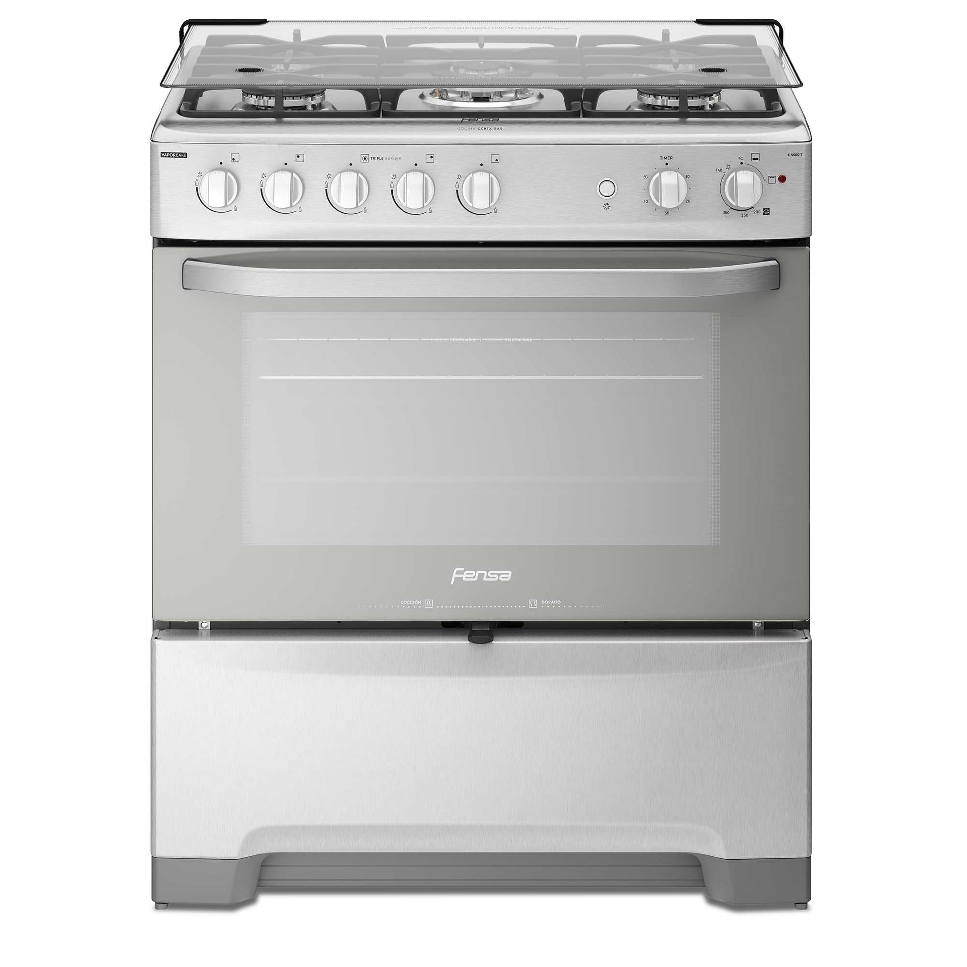 Cocina a Gas 5 Platos VaporBake Triple Llama F 5500 T Fensa2#Acero