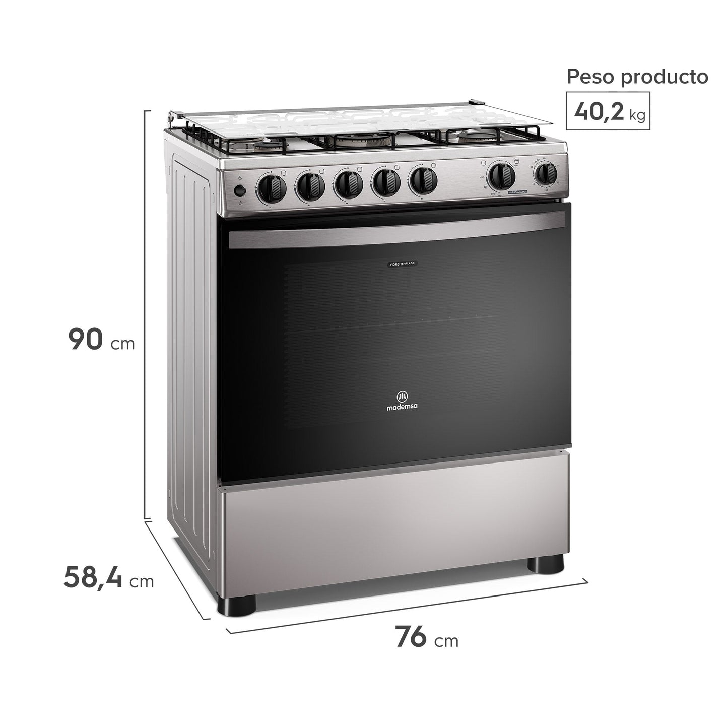 Cocina a Gas 5 Platos Horno Vapor y Triple Llama FM5SSC Mademsa-Cocinas a Gas