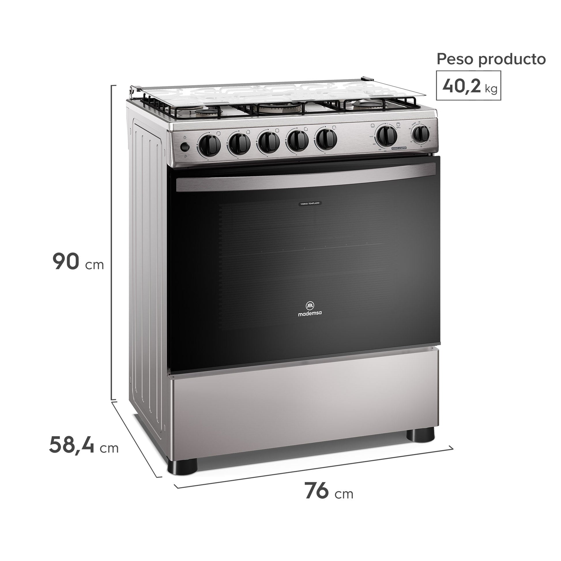 Cocina a Gas 5 Platos Horno Vapor y Triple Llama FM5SSC Mademsa-Cocinas a Gas