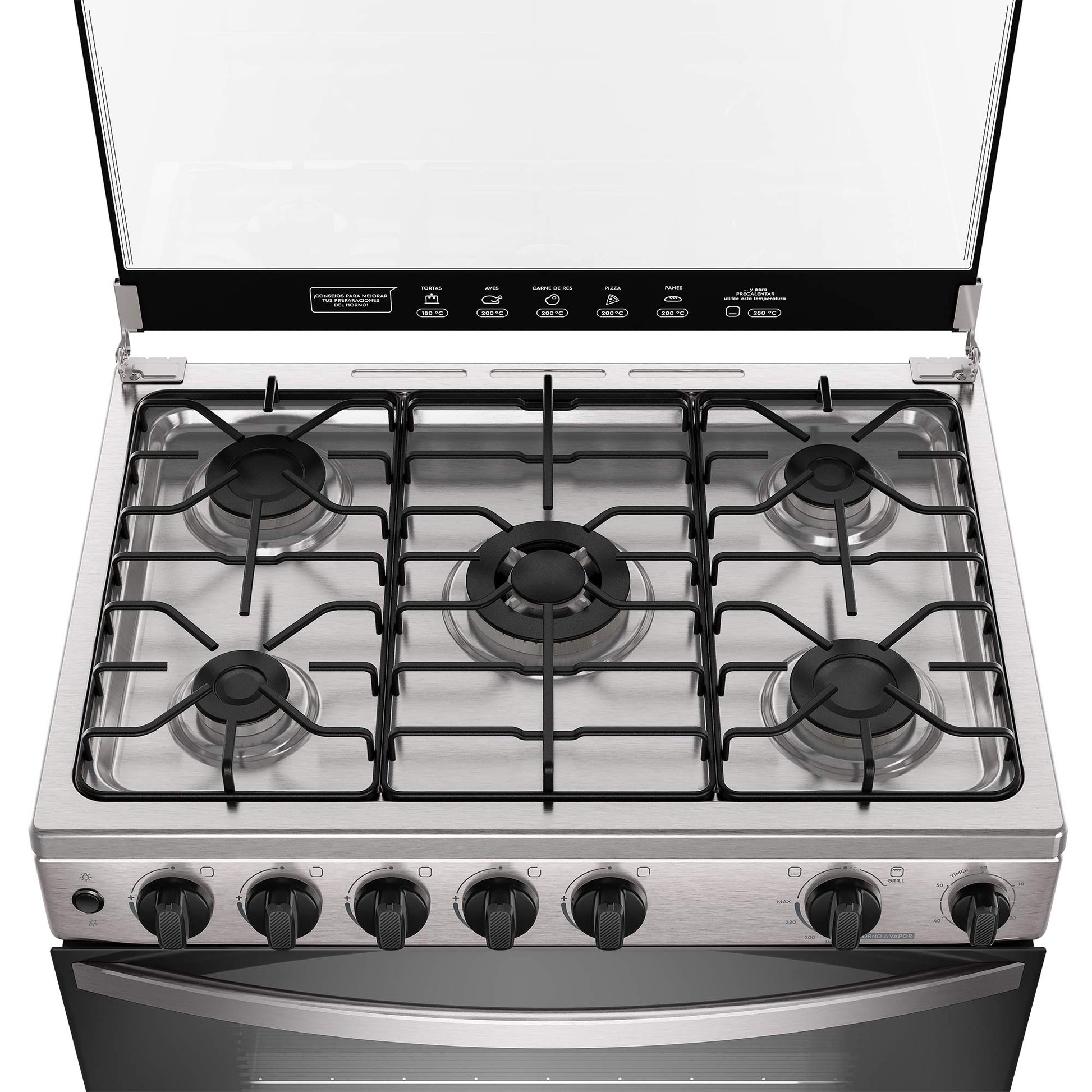 Cocina a Gas 5 Platos Horno Vapor y Triple Llama FM5SSC Mademsa-Cocinas a Gas