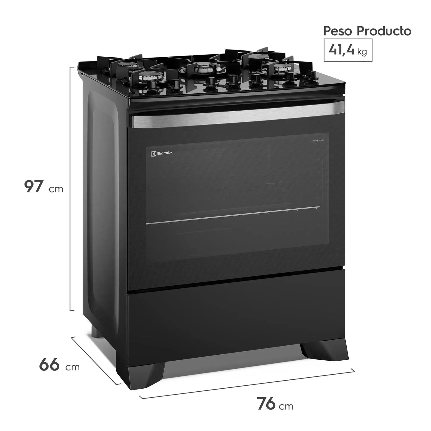Cocina a Gas 5 Platos Parrillas Hierro Fundido F5EPB-Cocinas a Gas