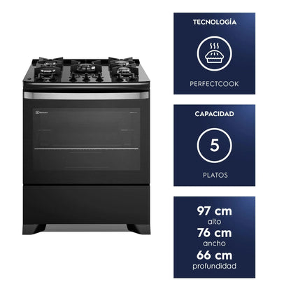 Cocina a Gas 5 Platos Parrillas Hierro Fundido F5EPB-Cocinas a Gas