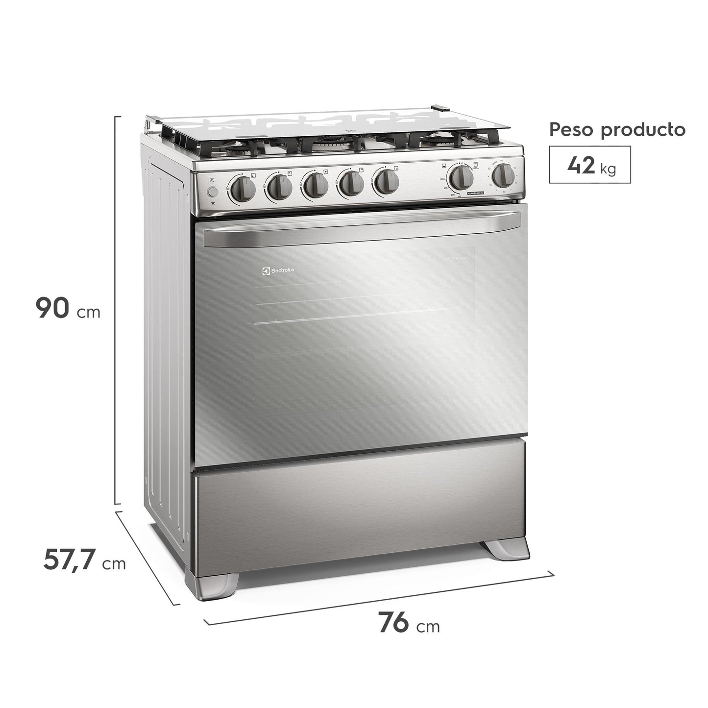 Cocina a Gas 5 Platos VaporBake, Triple Llama y Grill FE5SXC Electrolux-Cocinas a Gas