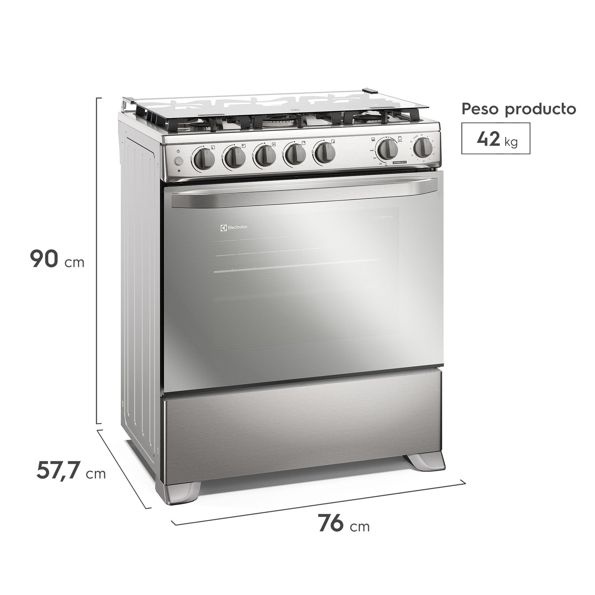 Cocina a Gas 5 Platos VaporBake, Triple Llama y Grill FE5SXC Electrolux-Cocinas a Gas