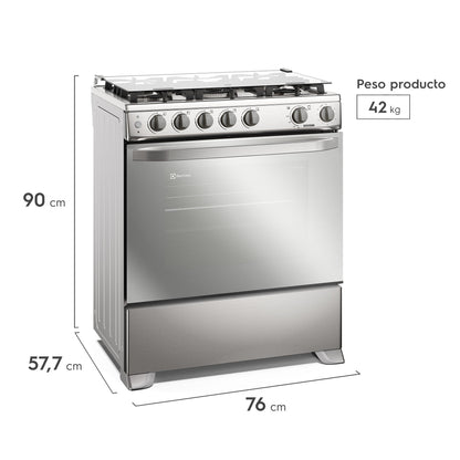 Cocina a Gas 5 Platos VaporBake, Triple Llama y Grill FE5SXC Electrolux-Cocinas a Gas