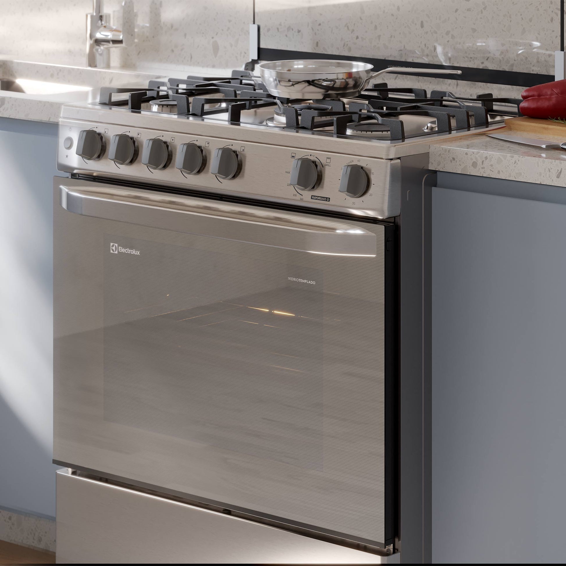 Cocina a Gas 5 Platos VaporBake, Triple Llama y Grill FE5SXC Electrolux-Cocinas a Gas
