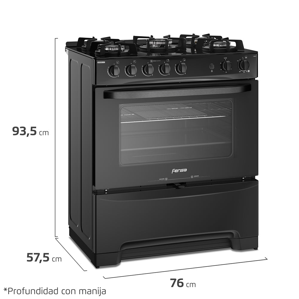 Cocina a Gas 5 Platos VaporBake F 6000 T Fensa3#Negro