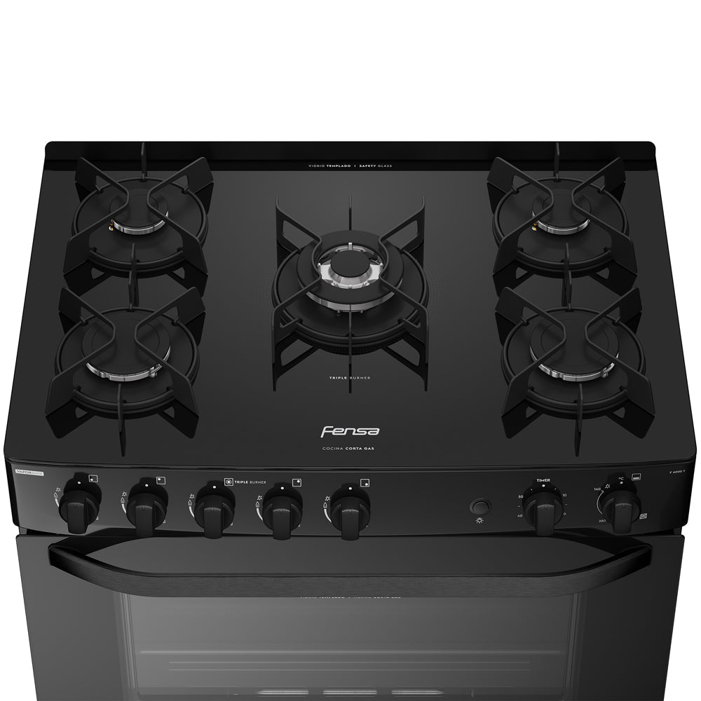Cocina a Gas 5 Platos VaporBake F 6000 T Fensa6#Negro