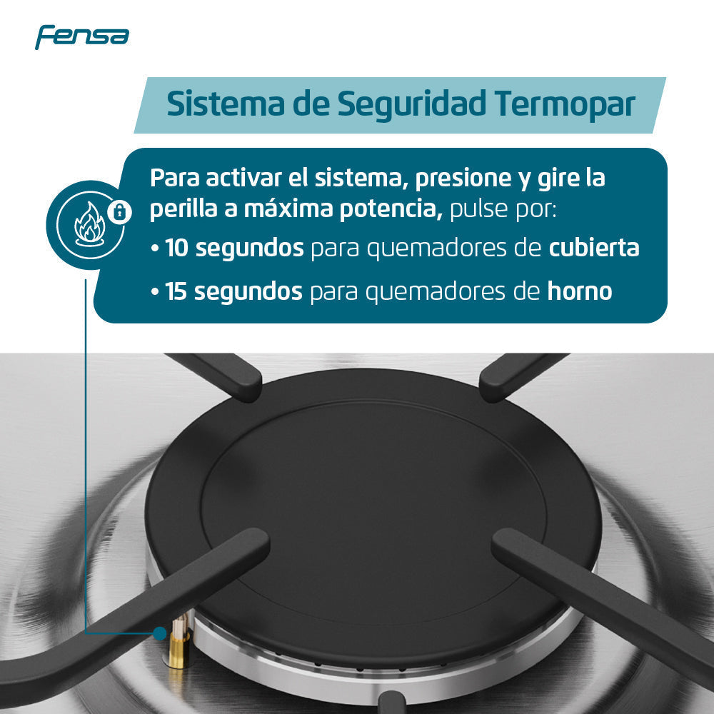 Cocina a Gas 5 Platos VaporBake F 6000 T Fensa8#Negro