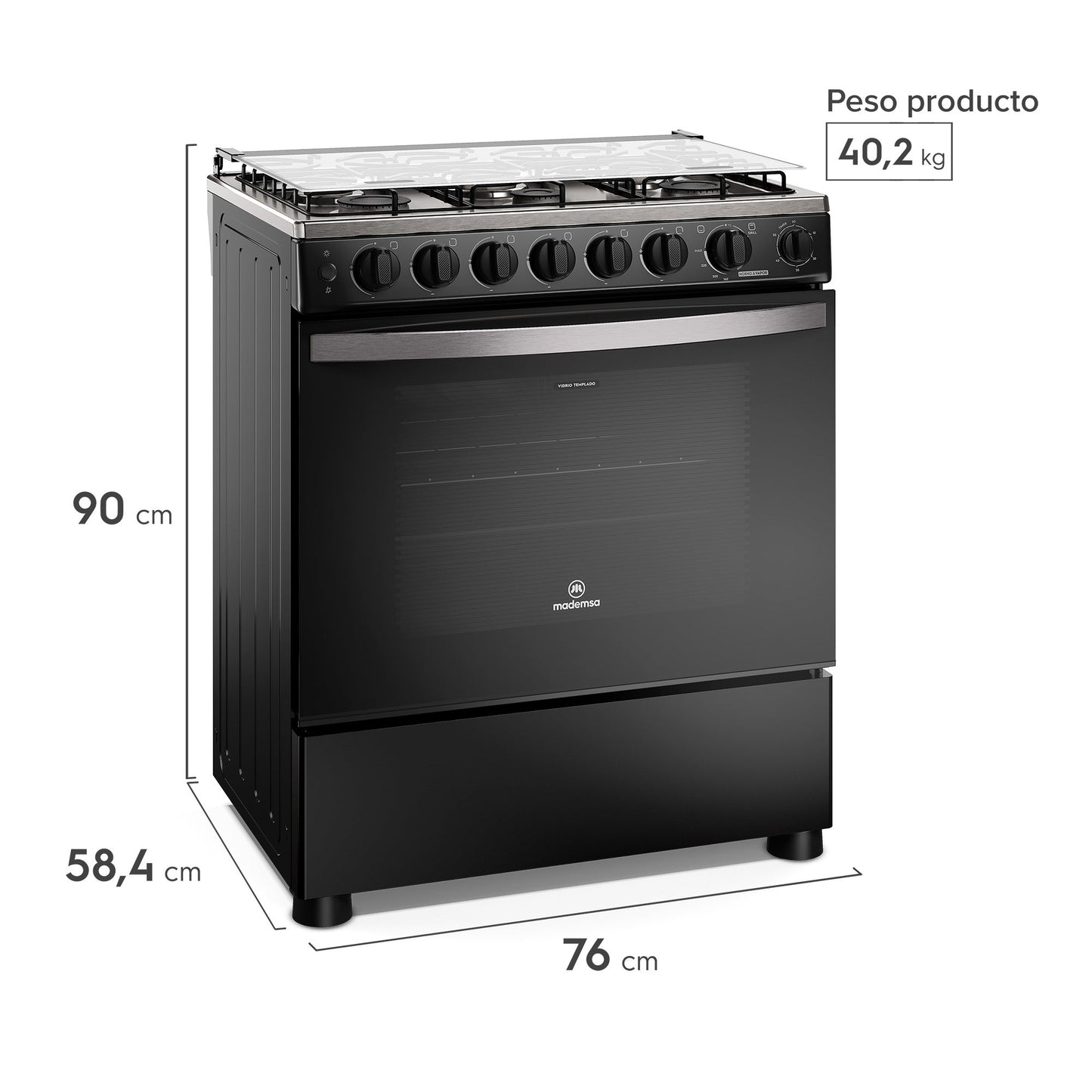 Cocina a Gas 6 Platos Horno Vapor y Parrilla Pletina FM6SPC Mademsa-Cocinas a Gas