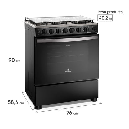 Cocina a Gas 6 Platos Horno Vapor y Parrilla Pletina FM6SPC Mademsa-Cocinas a Gas