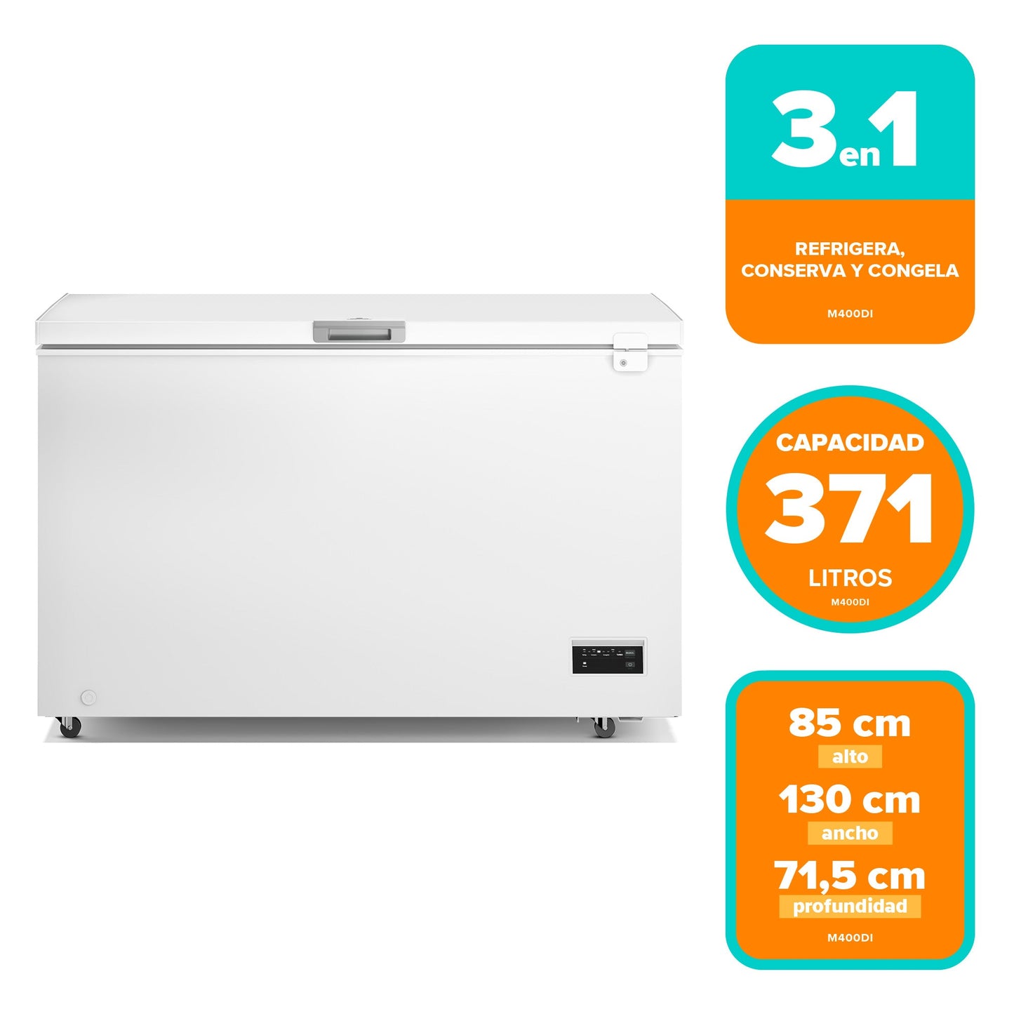 Congelador Freezer Horizontal Dual 371L Inverter Frío Directo M400DI Mademsa-Freezers