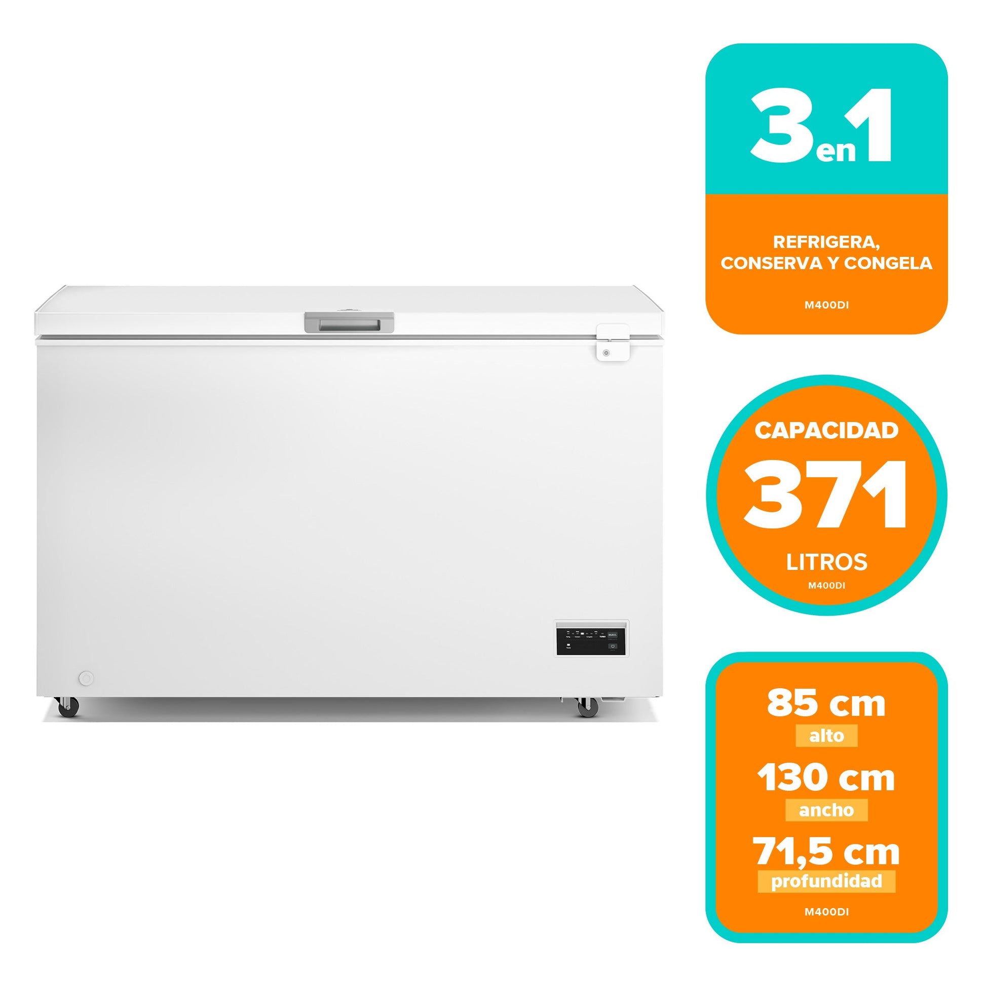 Congelador Freezer Horizontal Dual 371L Inverter Frío Directo M400DI Mademsa-Freezers