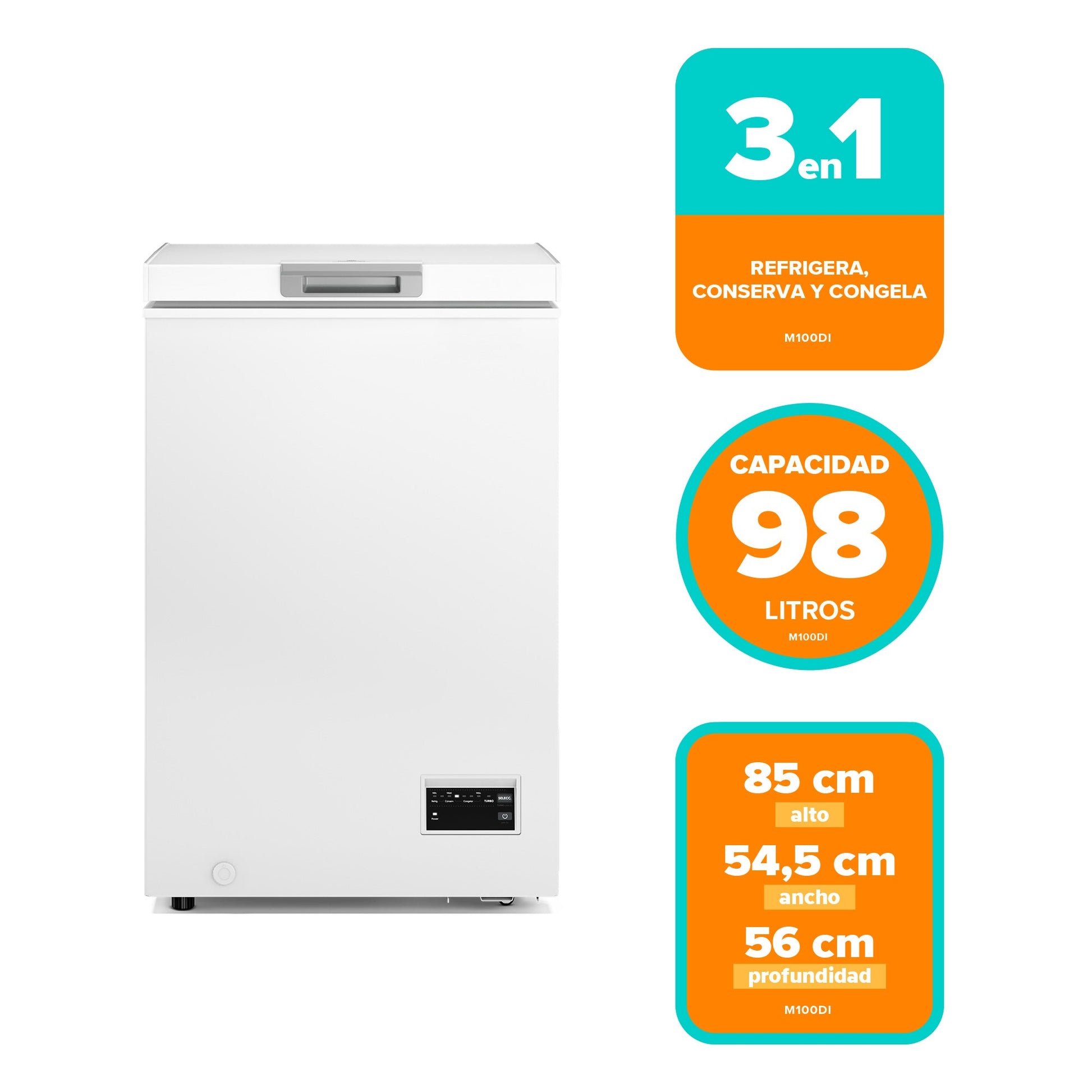 Congelador Freezer Horizontal Dual 98L Inverter Frío Directo M100DI Mademsa-Freezers
