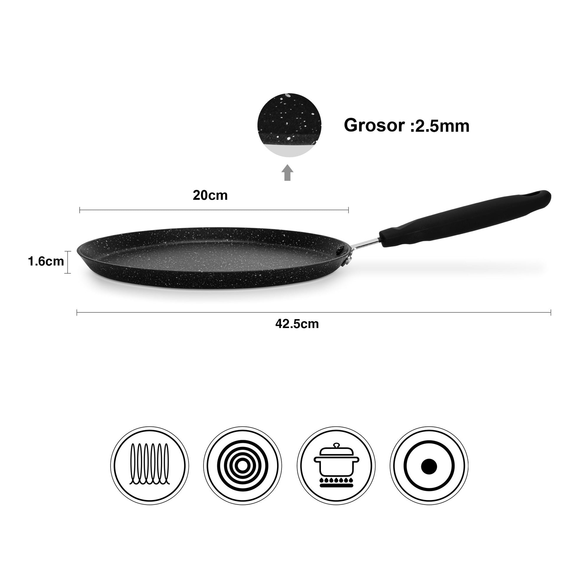 Crepera Panquequera fondo de inducción 20cm Fissman-Sartenes