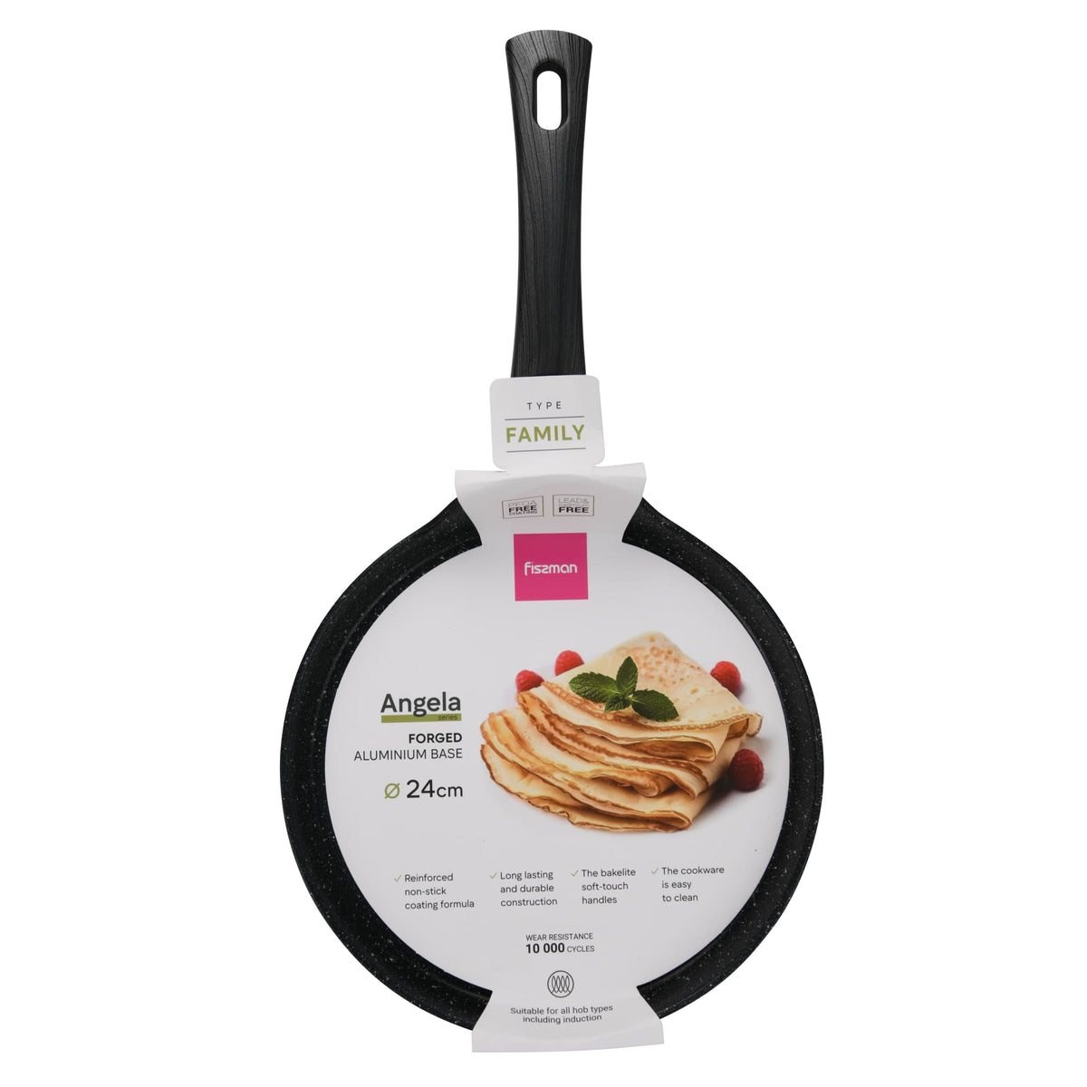 Crepera Panquequera fondo de inducción Angela 24cm Fissman-Sartenes