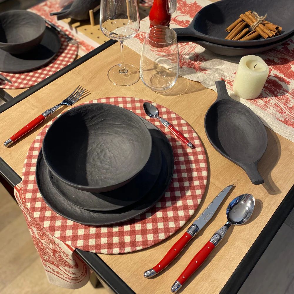 Cuchilleria 24 piezas rojo - Caja Kraft4#Rojo