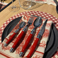 Cuchilleria 24 piezas rojo - Caja Kraft1#Rojo