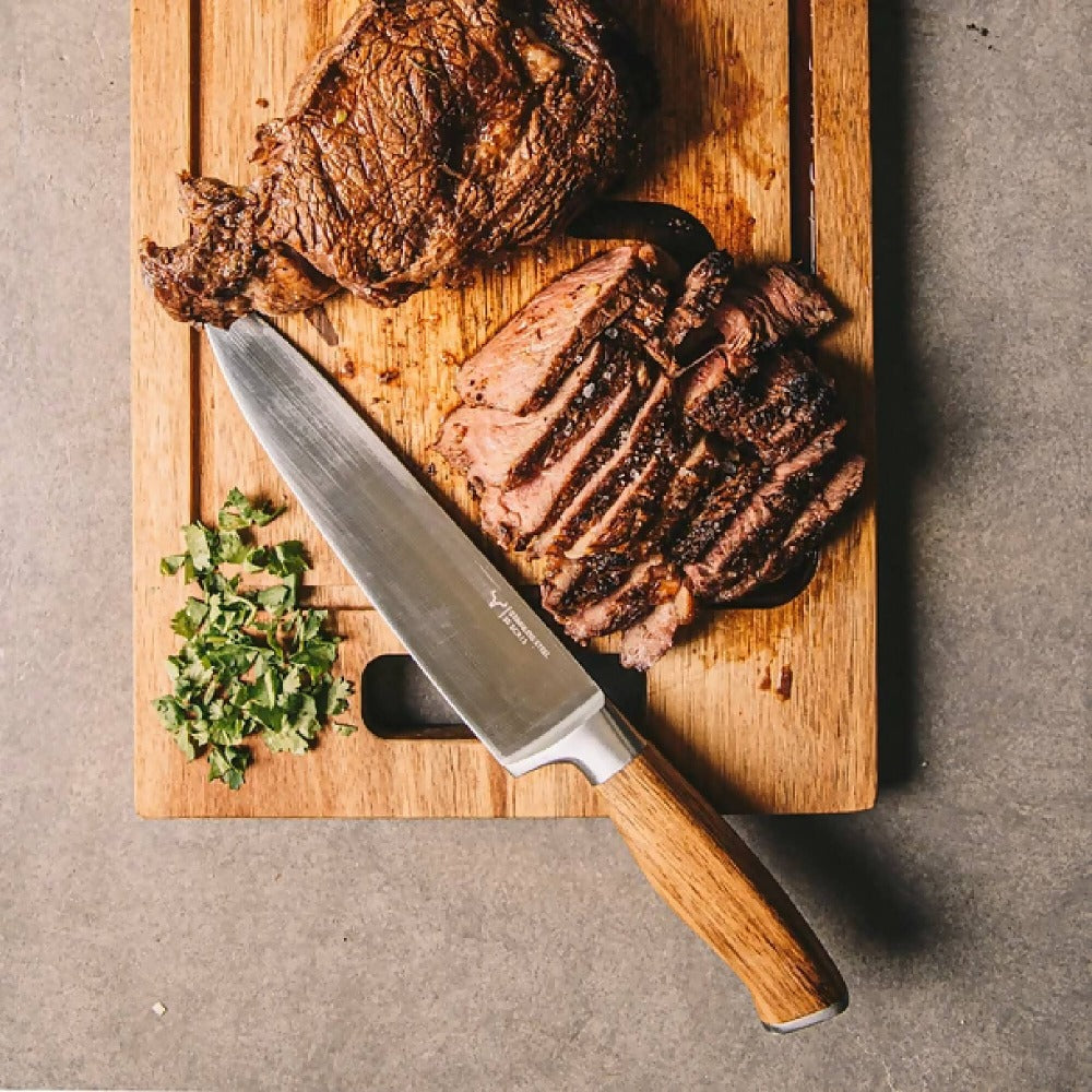 Cuchillo Acero Inoxidable Con Mango Madera Acacia1#Gris