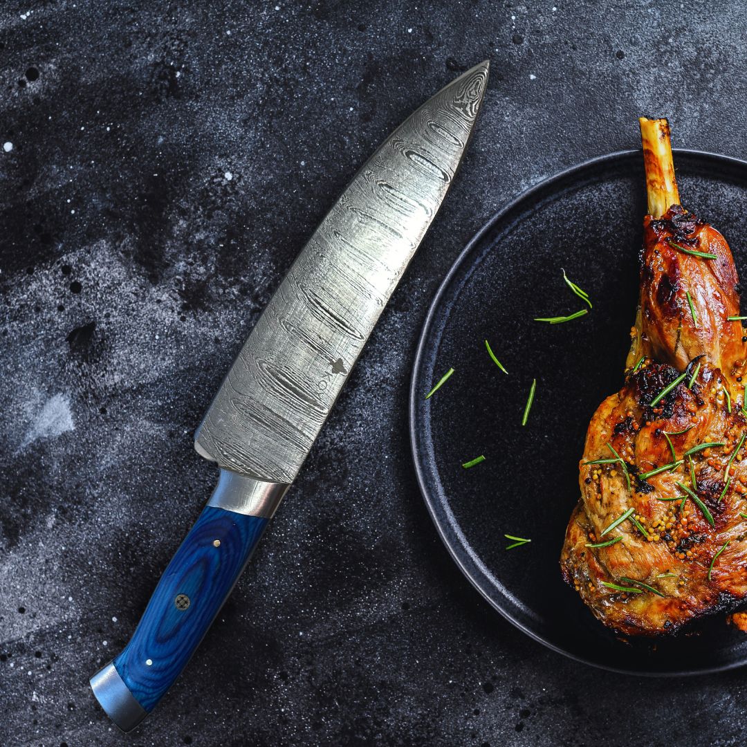 Cuchillo Chef Acero Damasco 512 Capas 20 Cms Azul Koyam2#Azul