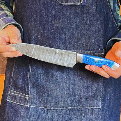 Cuchillo Chef Acero Damasco 512 Capas 20 Cms Azul Koyam6#Azul