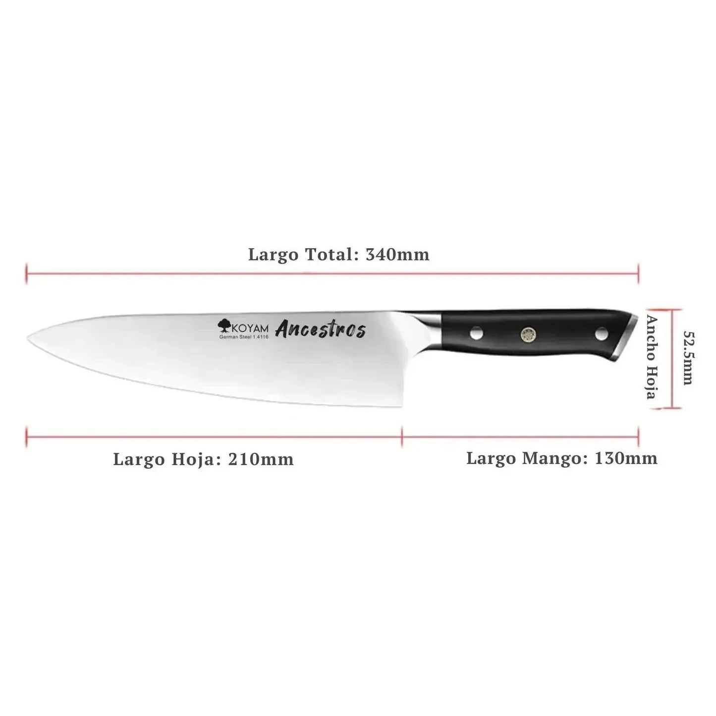Cuchillo Chef Ancestros 21cm Acero Alemán premium Mango G103#undefined