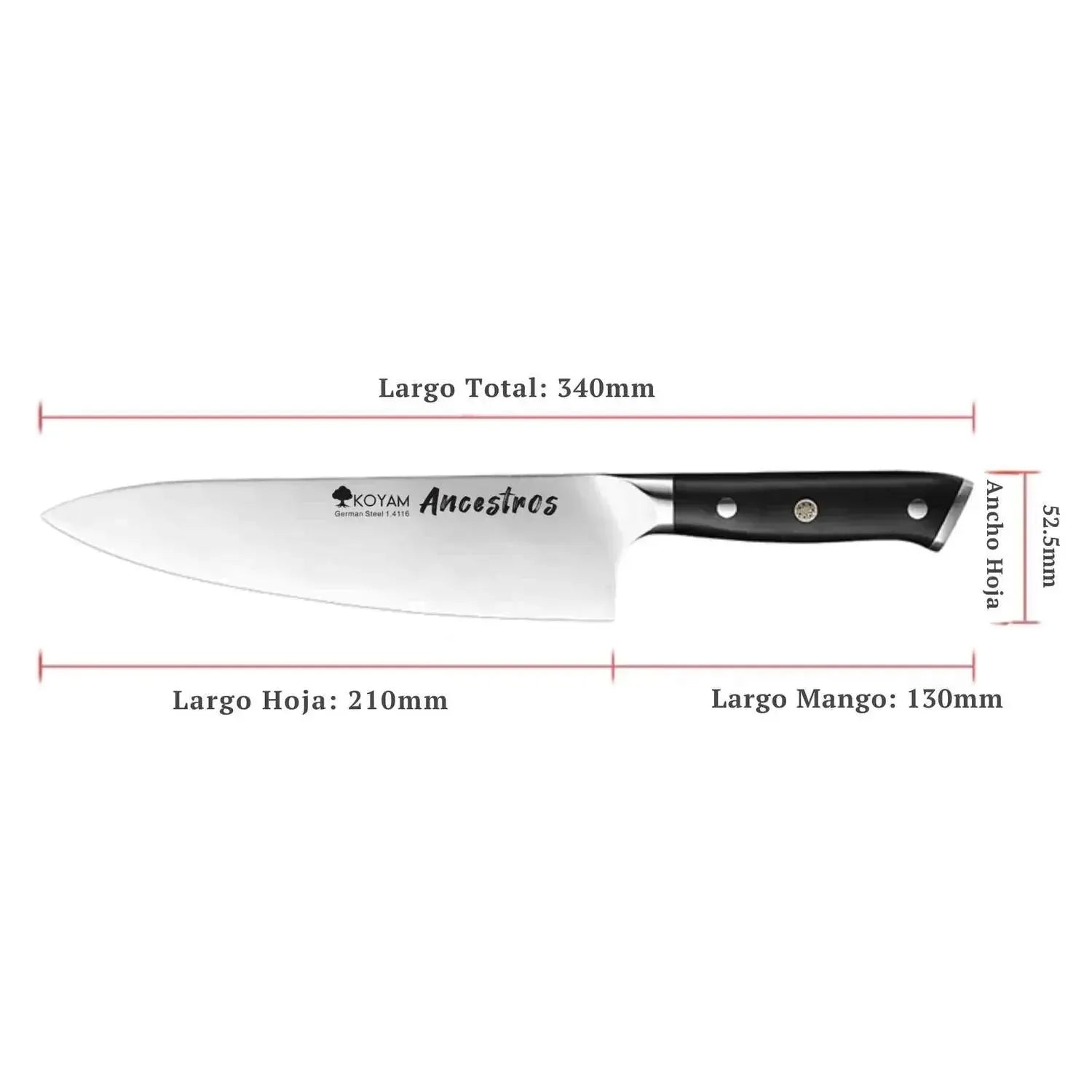 Cuchillo Chef Ancestros 21cm Acero Alemán premium Mango G103#undefined