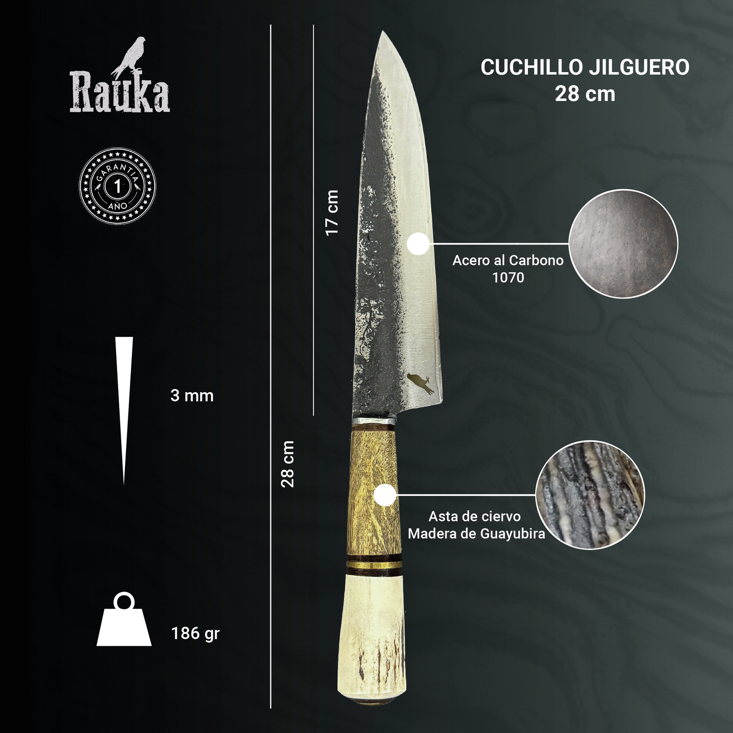 Cuchillo de Cocina 28cm "Jilguero" Rauka-Cuchillos