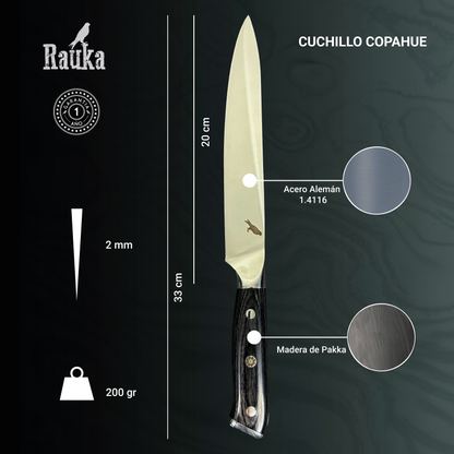 Cuchillo de Cocina de Acero Inoxidable 33cm "Copahue" Rauka-Cuchillos