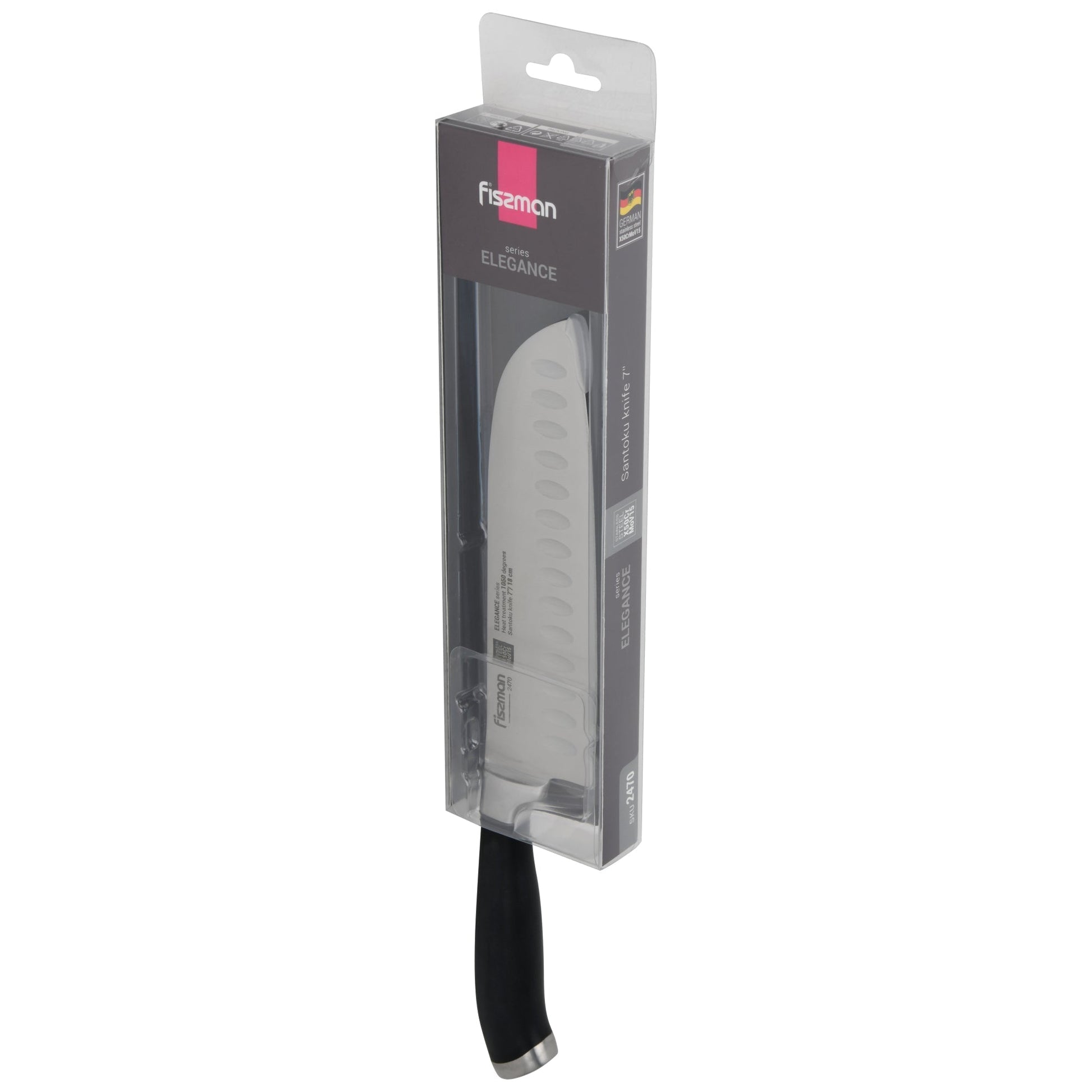 Cuchillo 7' Santoku Elegance 18cm Fissman6#acero