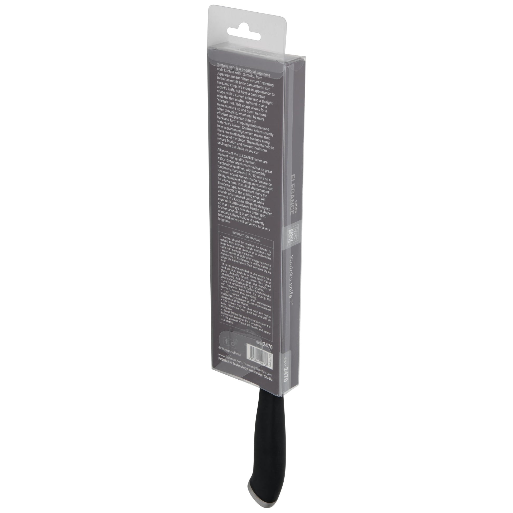 Cuchillo 7' Santoku Elegance 18cm Fissman7#acero