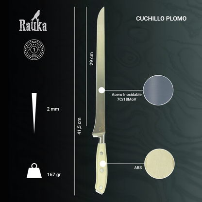 Cuchillo Jamonero de Acero Inoxidable 41cm "Plomo" Rauka-Cuchillos