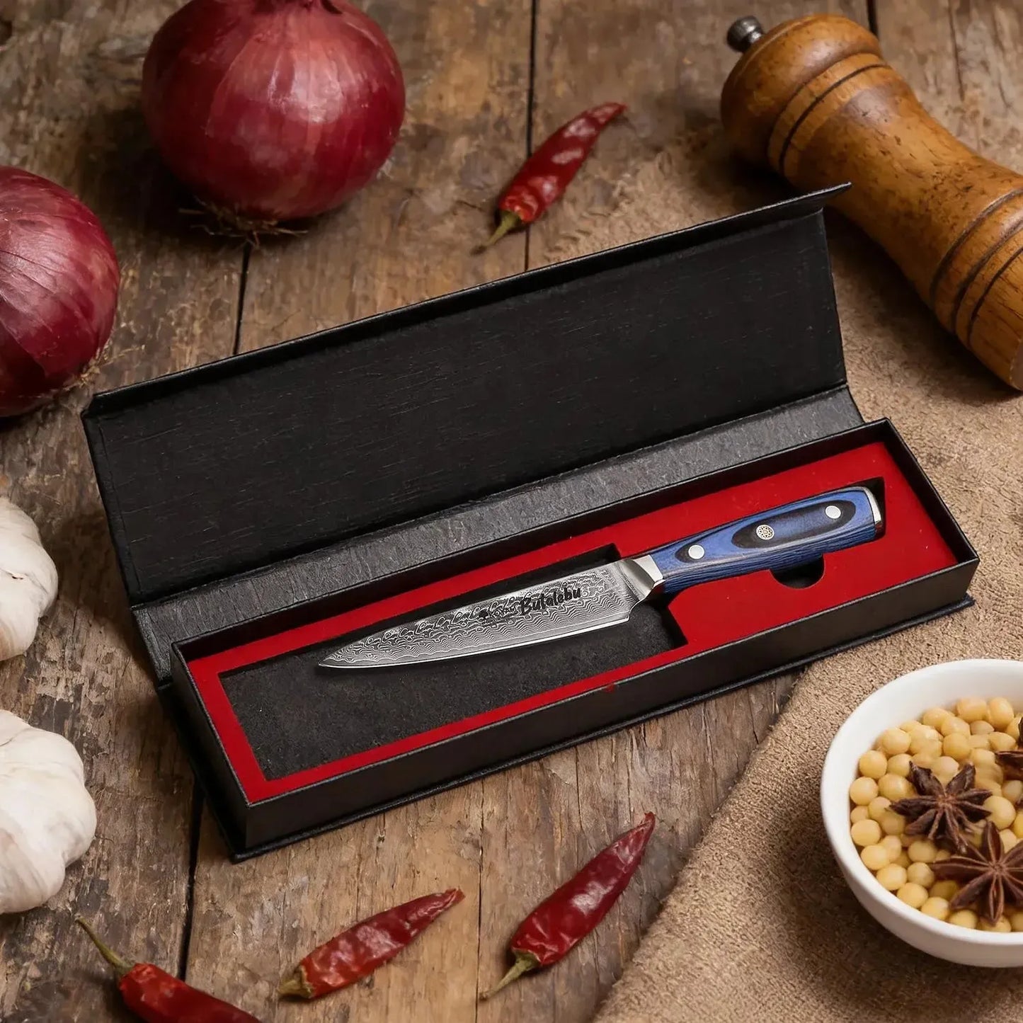 Cuchillo Multiuso 13cm Butalebu Acero Damasco VG-103#undefined