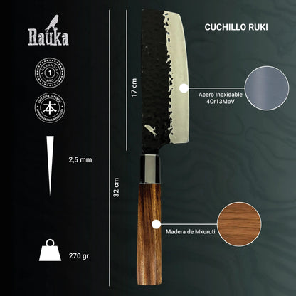 Cuchillo Nakiri de Cocina de Acero Inoxidable 32cm "Ruki" Rauka-Cuchillos