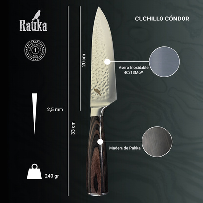 Cuchillo Parrillero de Acero Inoxidable 33cm "Condor" Rauka-Cuchillos
