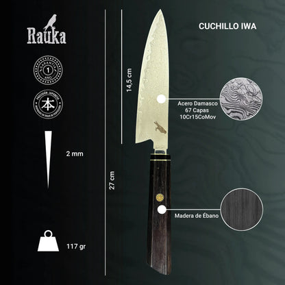 Cuchillo Puntilla Damasco 27cm "Iwa"-Cuchillos