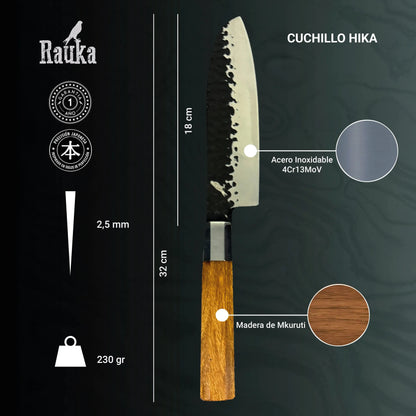 Cuchillo Santoku de Cocina de Acero Inoxidable 32cm "Hika" Rauka-Cuchillos